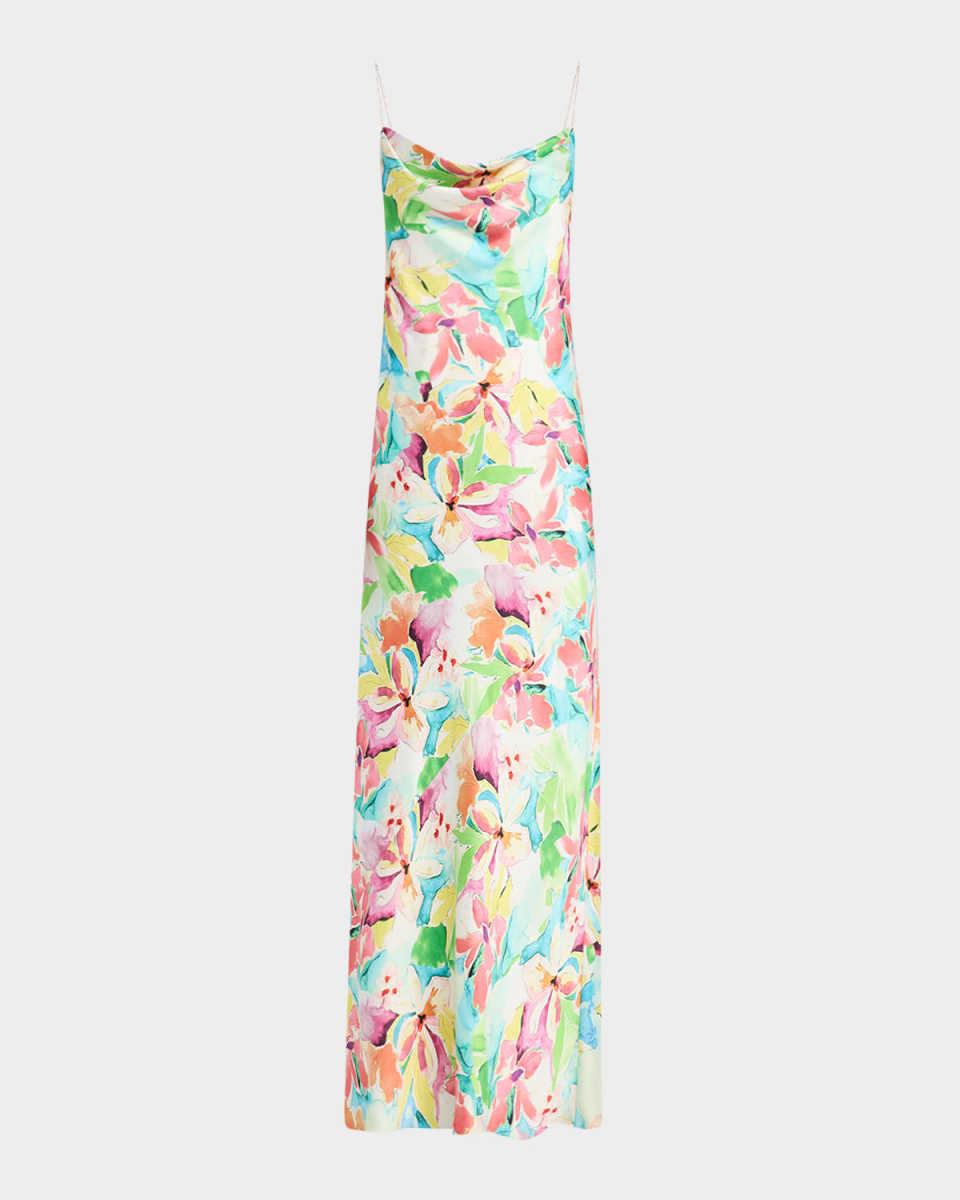 Lola Backless Floral-Print Sateen Gown